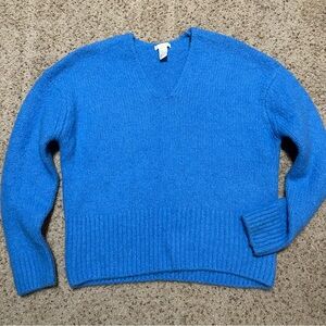 Blue H&M V Neck Wool Blend Sweater